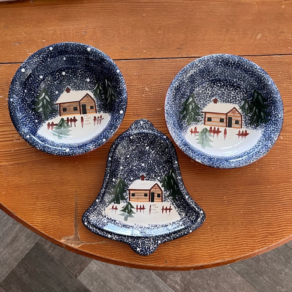 Cooks Bazaar Gourmet Holly Mountain Lodge Log Cabin 8.25” Salad Soup Bowl Plate